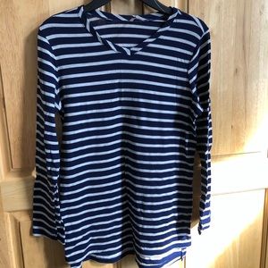 Cute Stripped Long Sleeve Navy Shirt